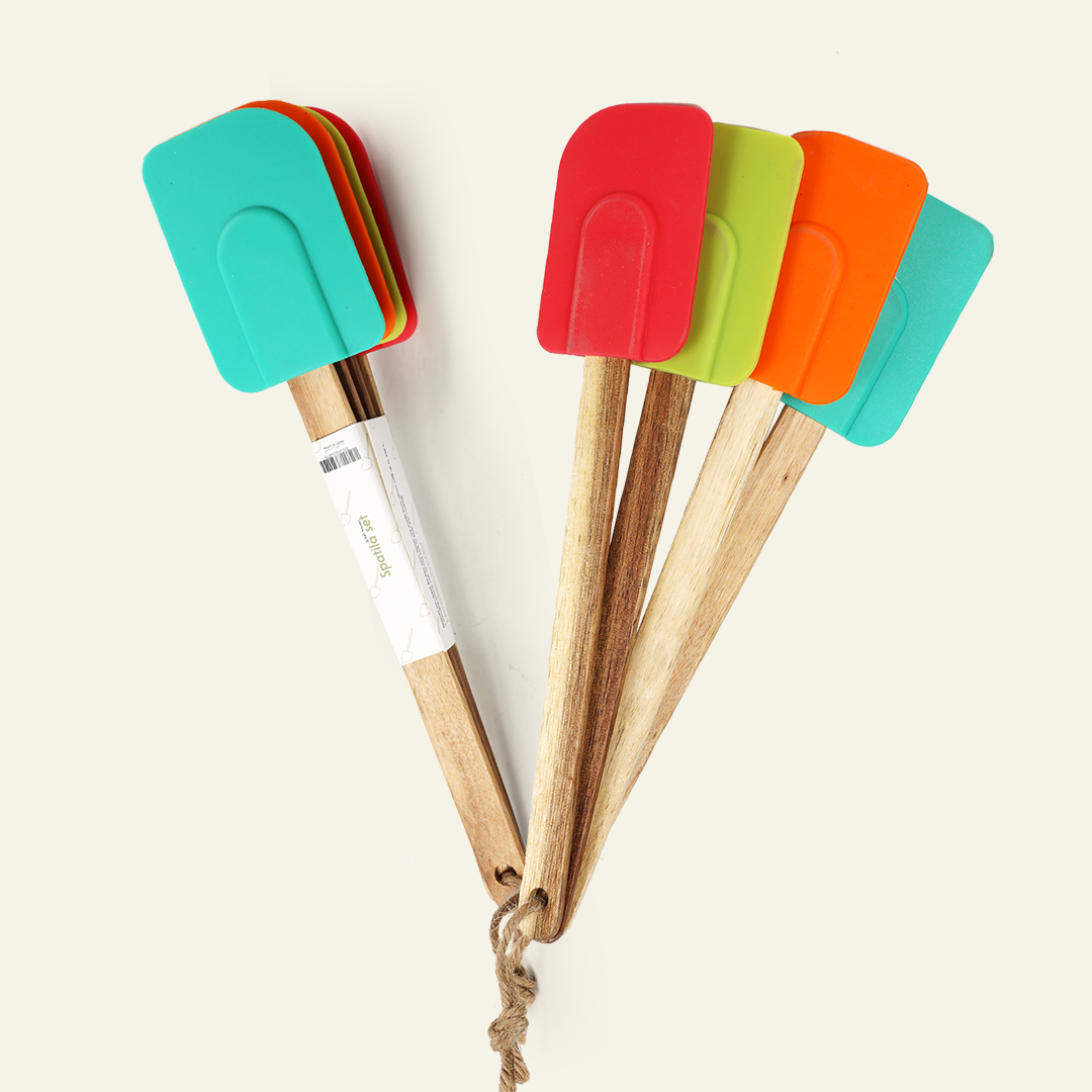 طقم ملاعق السيليكون بيد خشب 4 قطع الصورة الرئيسية