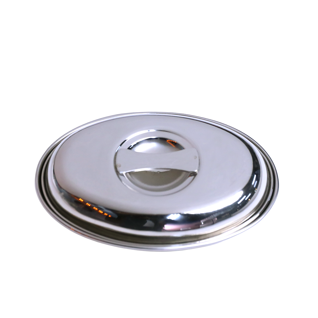 بادية بيضاوي  مع غطاء ميرورفنش حجم17.5 سم