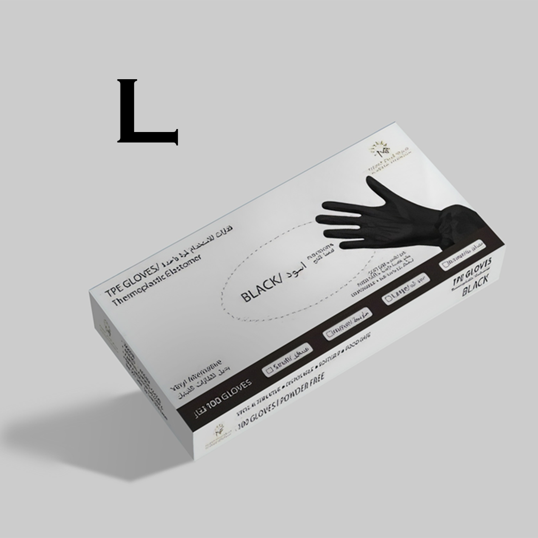 قفازات للاستخدام لمرة واحد من المرسال (اللون الأسود) L