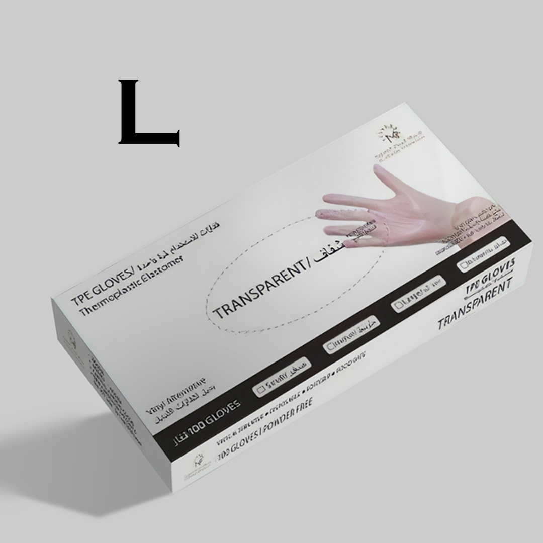 قفازات للاستخدام لمرة واحد من المرسال (اللون شفاف) L