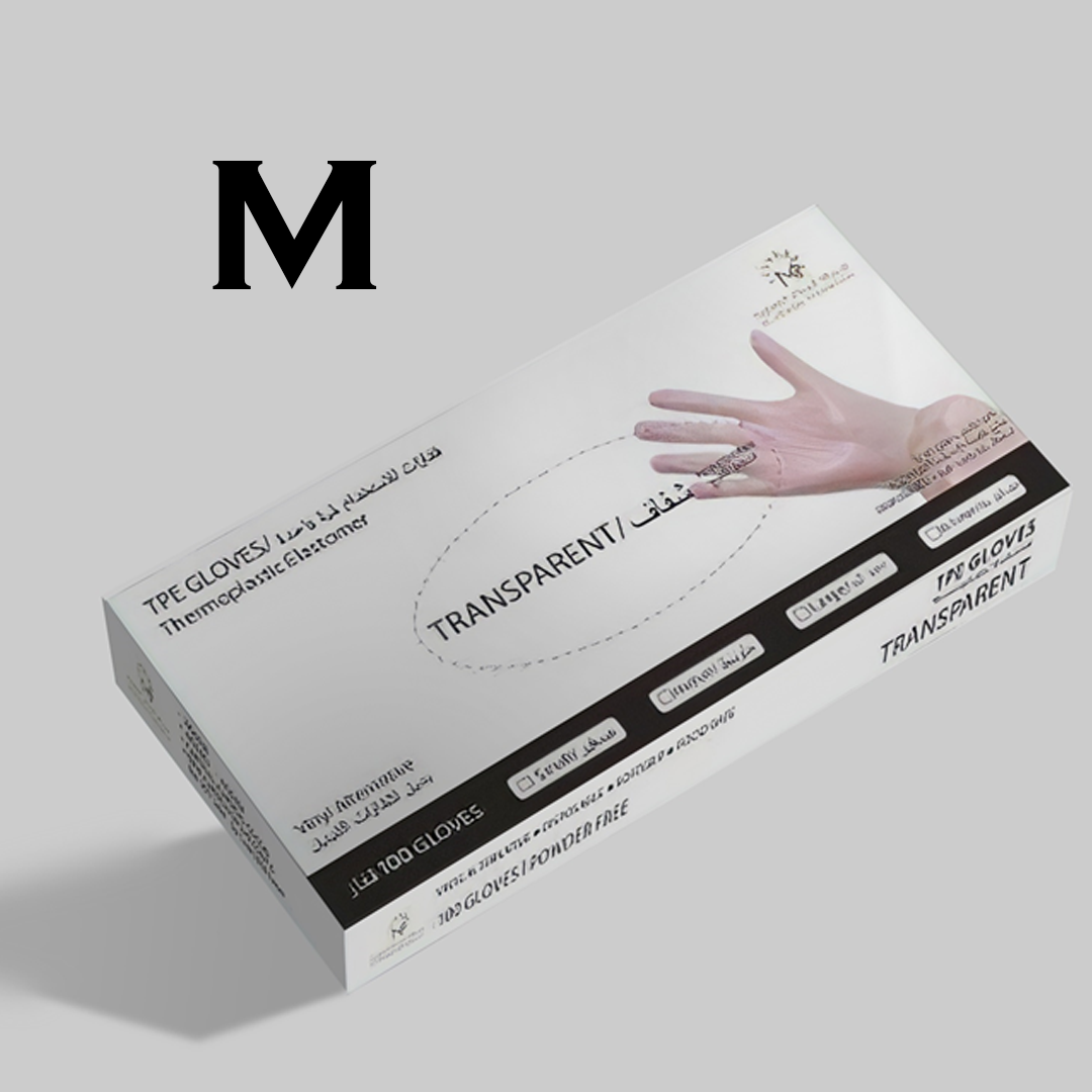 قفازات للاستخدام لمرة واحد من المرسال (اللون شفاف) M